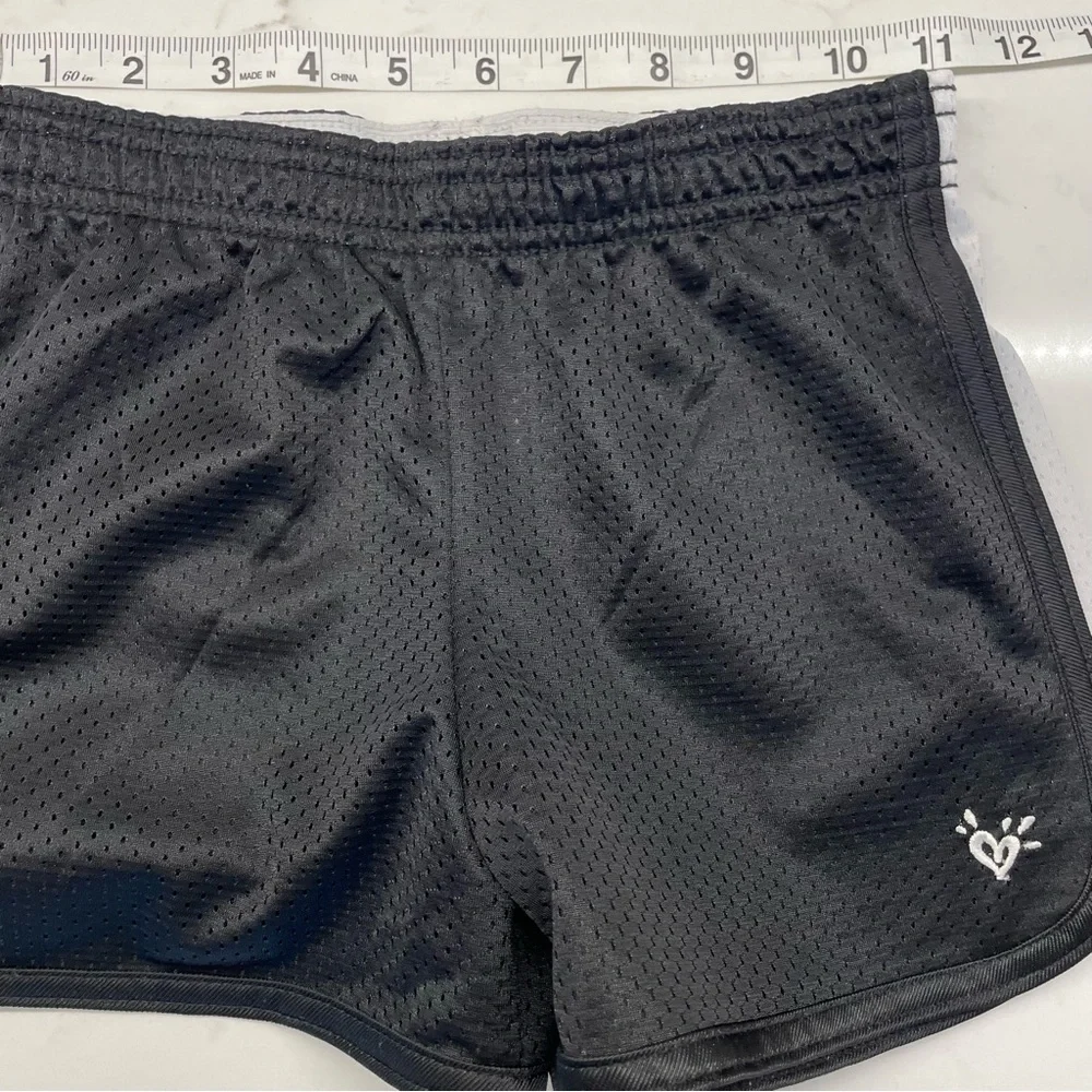 JUSTICE Active Mesh Athletic Shorts Black with White Side Stripes Girls Size 10